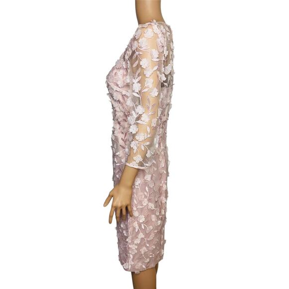 Eliza J Blush Pink 3D Embroidered Floral Appliqué Sheath Dress size 8 - Picture 2 of 8